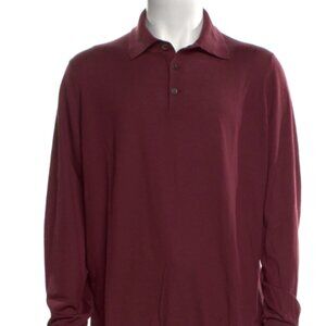 Brunello Cucinelli Virgin Wool Collar Polo Sweater – Burgundy – XXL (US 44)